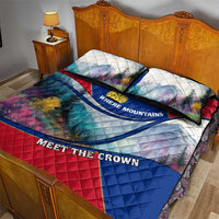 Liechtenstein Quilt Bed Set with Red Blue Mountain Landscape Design and Crown Emblem - Wonder Print Shop