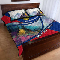 Liechtenstein Quilt Bed Set with Red Blue Mountain Landscape Design and Crown Emblem - Wonder Print Shop