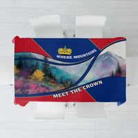 Liechtenstein Tablecloth with Red Blue Mountain Landscape Design and Crown Emblem - Wonder Print Shop