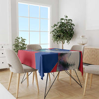 Liechtenstein Tablecloth with Red Blue Mountain Landscape Design and Crown Emblem - Wonder Print Shop