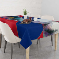 Liechtenstein Tablecloth with Red Blue Mountain Landscape Design and Crown Emblem - Wonder Print Shop