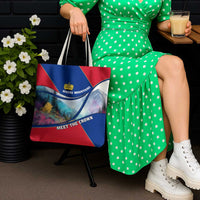 Liechtenstein Tote Bag with Red Blue Mountain Landscape Design and Crown Emblem - Wonder Print Shop