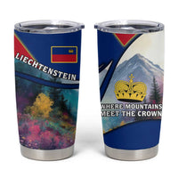Liechtenstein Tumbler Cup with Red Blue Mountain Landscape Design and Crown Emblem - Wonder Print Shop