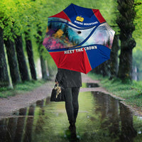 Liechtenstein Umbrella with Red Blue Mountain Landscape Design and Crown Emblem - Wonder Print Shop