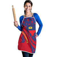Liechtenstein Apron with Red Blue Heart Design and Royal Coat of Arms Pattern - Wonder Print Shop