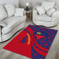 Liechtenstein Area Rug with Red Blue Heart Design and Royal Coat of Arms Pattern - Wonder Print Shop