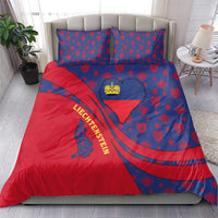 Liechtenstein Bedding Set with Red Blue Heart Design and Royal Coat of Arms Pattern - Wonder Print Shop