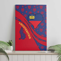 Liechtenstein Canvas Wall Art with Red Blue Heart Design and Royal Coat of Arms Pattern - Wonder Print Shop