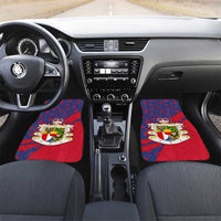Liechtenstein Car Mats with Red Blue Heart Design and Royal Coat of Arms Pattern - Wonder Print Shop