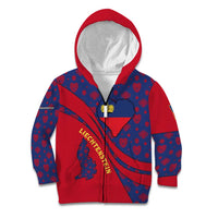 Liechtenstein Kid Hoodie with Red Blue Heart Design and Royal Coat of Arms Pattern - Wonder Print Shop