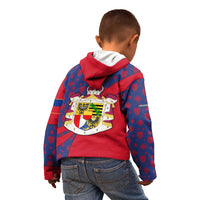 Liechtenstein Kid Hoodie with Red Blue Heart Design and Royal Coat of Arms Pattern - Wonder Print Shop