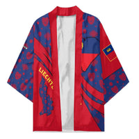 Liechtenstein Kimono with Red Blue Heart Design and Royal Coat of Arms Pattern - Wonder Print Shop