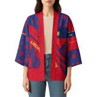 Liechtenstein Kimono with Red Blue Heart Design and Royal Coat of Arms Pattern - Wonder Print Shop