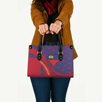 Liechtenstein Leather Bag with Red Blue Heart Design and Royal Coat of Arms Pattern - Wonder Print Shop