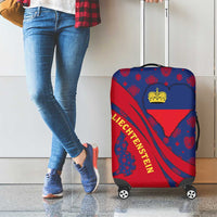 Liechtenstein Luggage Cover with Red Blue Heart Design and Royal Coat of Arms Pattern - Wonder Print Shop