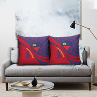 Liechtenstein Pillow Cover with Red Blue Heart Design and Royal Coat of Arms Pattern - Wonder Print Shop