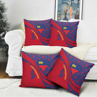 Liechtenstein Pillow Cover with Red Blue Heart Design and Royal Coat of Arms Pattern - Wonder Print Shop