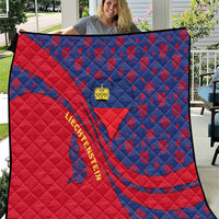 Liechtenstein Quilt with Red Blue Heart Design and Royal Coat of Arms Pattern - Wonder Print Shop