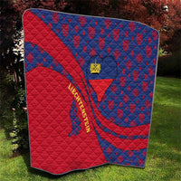 Liechtenstein Quilt with Red Blue Heart Design and Royal Coat of Arms Pattern - Wonder Print Shop