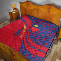 Liechtenstein Quilt with Red Blue Heart Design and Royal Coat of Arms Pattern - Wonder Print Shop