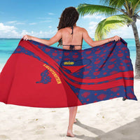 Liechtenstein Sarong with Red Blue Heart Design and Royal Coat of Arms Pattern - Wonder Print Shop