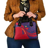 Liechtenstein Shoulder Handbag with Red Blue Heart Design and Royal Coat of Arms Pattern - Wonder Print Shop