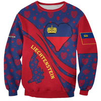 Liechtenstein Sweatshirt with Red Blue Heart Design and Royal Coat of Arms Pattern - Wonder Print Shop
