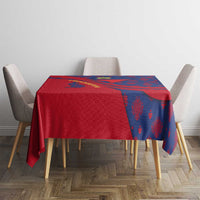 Liechtenstein Tablecloth with Red Blue Heart Design and Royal Coat of Arms Pattern - Wonder Print Shop