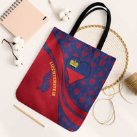 Liechtenstein Tote Bag with Red Blue Heart Design and Royal Coat of Arms Pattern - Wonder Print Shop