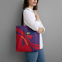 Liechtenstein Tote Bag with Red Blue Heart Design and Royal Coat of Arms Pattern - Wonder Print Shop