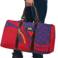 Liechtenstein Travel Bag with Red Blue Heart Design and Royal Coat of Arms Pattern - Wonder Print Shop