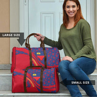 Liechtenstein Travel Bag with Red Blue Heart Design and Royal Coat of Arms Pattern - Wonder Print Shop