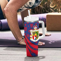 Liechtenstein Tumbler With Handle with Red Blue Heart Design and Royal Coat of Arms Pattern - Wonder Print Shop