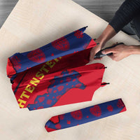 Liechtenstein Umbrella with Red Blue Heart Design and Royal Coat of Arms Pattern - Wonder Print Shop