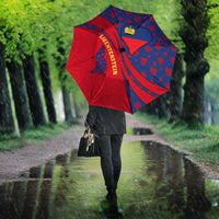 Liechtenstein Umbrella with Red Blue Heart Design and Royal Coat of Arms Pattern - Wonder Print Shop