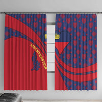 Liechtenstein Window Curtain with Red Blue Heart Design and Royal Coat of Arms Pattern - Wonder Print Shop