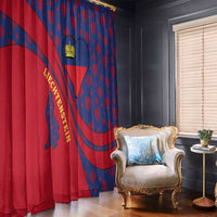 Liechtenstein Window Curtain with Red Blue Heart Design and Royal Coat of Arms Pattern - Wonder Print Shop