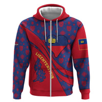 Liechtenstein Zip Hoodie with Red Blue Heart Design and Royal Coat of Arms Pattern - Wonder Print Shop