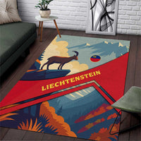 Liechtenstein Area Rug with Mountain Goat Landscape Design and Red Blue Alps - Wonder Print Shop