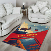 Liechtenstein Area Rug with Mountain Goat Landscape Design and Red Blue Alps - Wonder Print Shop