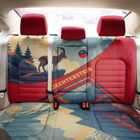 Liechtenstein Back Car Seat Cover with Mountain Goat Landscape Design and Red Blue Alps - Wonder Print Shop