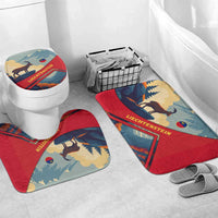 Liechtenstein Bathroom Set with Mountain Goat Landscape Design and Red Blue Alps - Wonder Print Shop