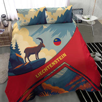 Liechtenstein Bedding Set with Mountain Goat Landscape Design and Red Blue Alps - Wonder Print Shop