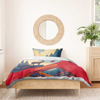 Liechtenstein Bedding Set with Mountain Goat Landscape Design and Red Blue Alps - Wonder Print Shop