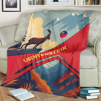 Liechtenstein Blanket with Mountain Goat Landscape Design and Red Blue Alps - Wonder Print Shop