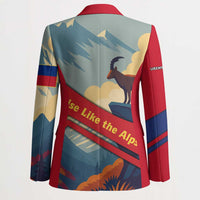 Liechtenstein Blazer with Mountain Goat Landscape Design and Red Blue Alps - Wonder Print Shop