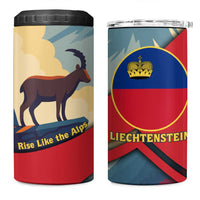 Liechtenstein 4 in 1 Can Cooler Tumbler with Mountain Goat Landscape Design and Red Blue Alps - Wonder Print Shop