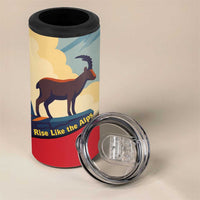 Liechtenstein 4 in 1 Can Cooler Tumbler with Mountain Goat Landscape Design and Red Blue Alps - Wonder Print Shop