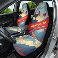 Liechtenstein Car Seat Cover with Mountain Goat Landscape Design and Red Blue Alps - Wonder Print Shop