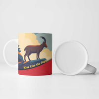 Liechtenstein Ceramic Mug with Mountain Goat Landscape Design and Red Blue Alps - Wonder Print Shop